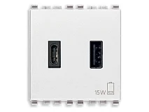 VIMAR Vimar 20295.AC.B Alimentatore USB A+C 15W 3A 5V 2M bianco