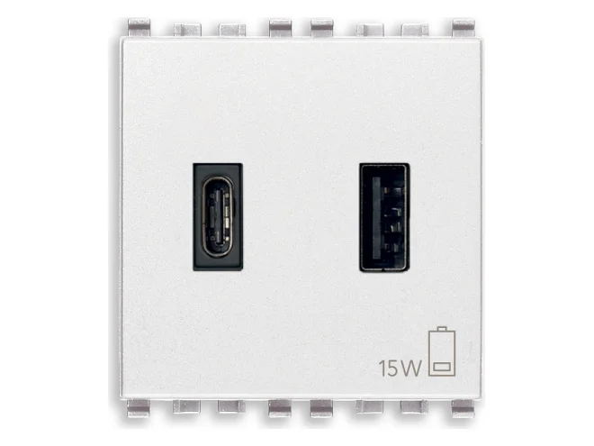 VIMAR Vimar 20295.AC.B Alimentatore USB A+C 15W 3A 5V 2M bianco