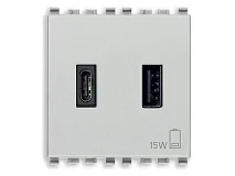 VIMAR Vimar 20295.AC.N Alimentatore USB A+C 15W 3A 5V 2M Next