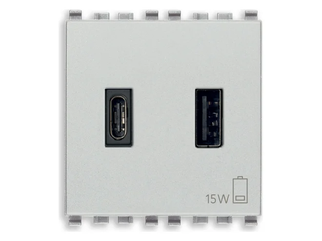 VIMAR Vimar 20295.AC.N Alimentatore USB A+C 15W 3A 5V 2M Next