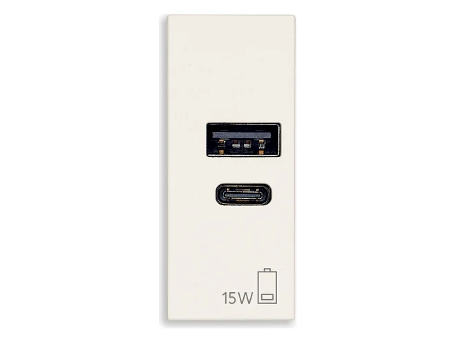 VIMAR Vimar 30292.AC15B Alimentatore USB A+C 15W 5V 1M bianco