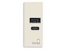 VIMAR Vimar 30292.AC15C Alimentatore USB A+C 15W 5V 1M canapa