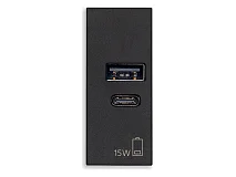 VIMAR Vimar 30292.AC15G Alimentatore USB A+C 15W 5V 1M nero