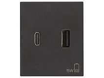 VIMAR Vimar 30295.ACG Alimentatore USB A+C 15W 3A 5V 2M nero