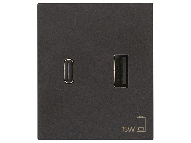 VIMAR Vimar 30295.ACG Alimentatore USB A+C 15W 3A 5V 2M nero