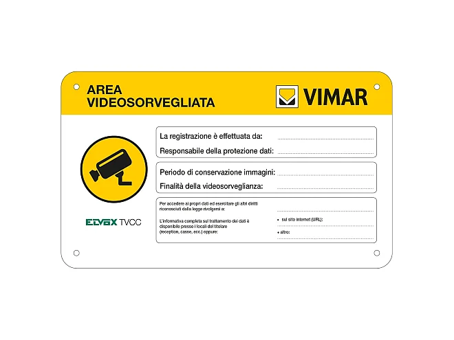 VIMAR Vimar 46927.003 Cartello AREA VIDEOSORVEGLIATA