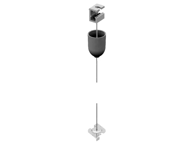 PERFORMANCE IN LIGHTING PERFORMANCE IN LIGHTING 310777 Staffa per fissaggio a soffitto, tenditore a vite, rosone in plastica, cavo in acciaio Ø 1,5 mm