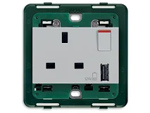 VIMAR Vimar 14223.A.SL Presa 2P+T 13A BS+int.rosso+USB A Silver