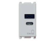 VIMAR Vimar 14292.AC.15.SL Alimentatore USB A+C 15W 5V 1M Silver
