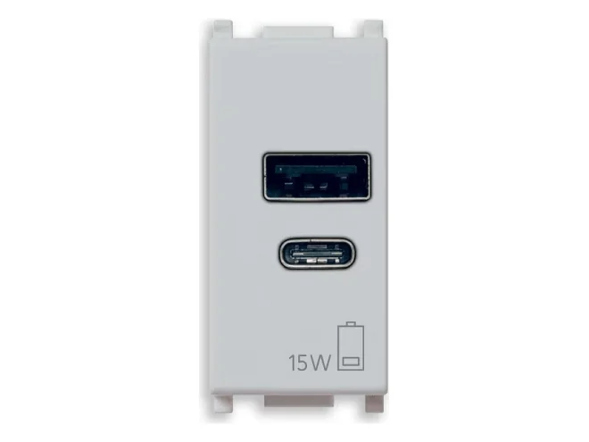 VIMAR Vimar 14292.AC.15.SL Alimentatore USB A+C 15W 5V 1M Silver