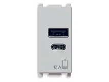 VIMAR Vimar 14292.AC.SL Alimentatore USB A+C 12W2,4A5V 1M Silver