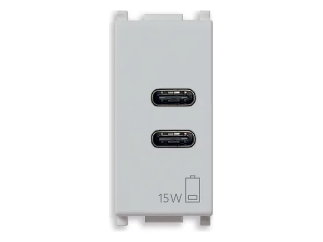 VIMAR Vimar 14292.CC.SL Alimentatore USB C+C 15W 3A 5V 1M Silver