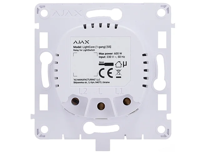 Ajax Ajax 52136.142.NC Relè per LightCore 1-gang 868MHz Jeweller 1100M
