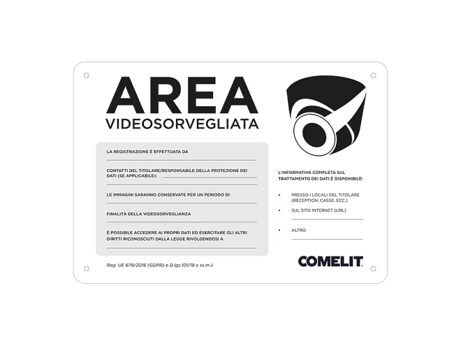Comelit Comelit 43500C CARTELLO AREA VIDEOSORVEGLIATA ITALIANO